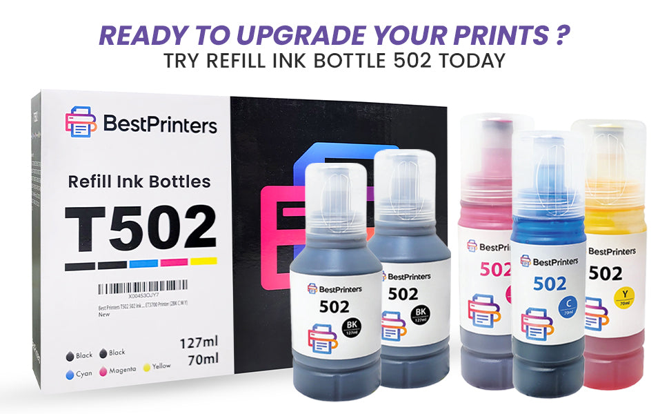Universal 502 522 Ink Refill Bottles for Epson Ecotank (2BK C M Y) for Ecotank ET2760 ET-4760 ET2750 ET-3760 ET-2850 ET-15000 ST-4000 ET-3710 ET-3850 ET-3750 ET-4850 ET-3830 ET4750 ET2700 ST3000 ET3700 -  Best Printers